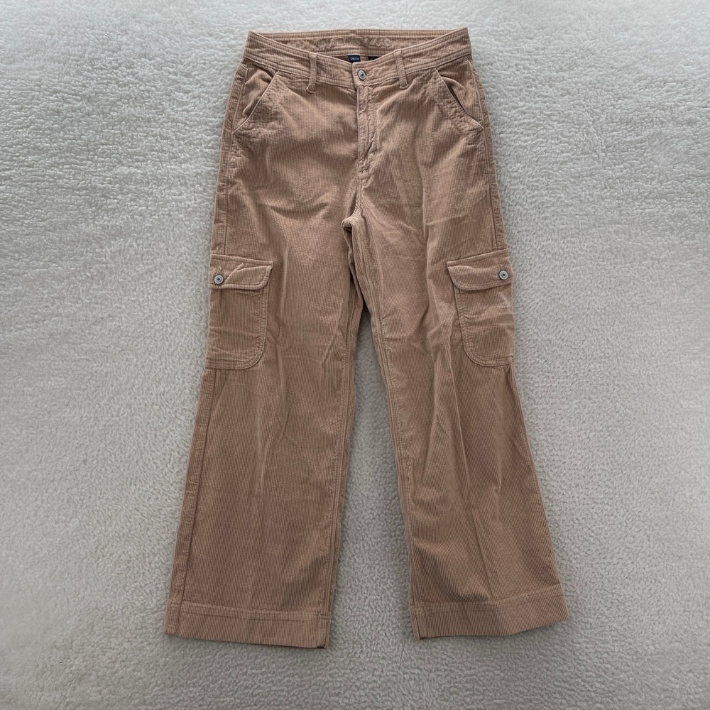 American Eagle Pants Womens 6 Short Tan Corduroy Super High Rise Baggy Wide Leg